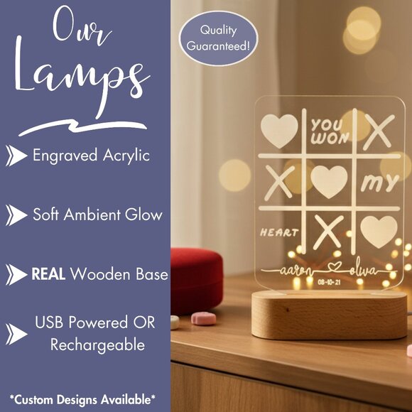 Personalized Couple Night Light – Custom Romantic LED Lamp - Picture 3 of 8